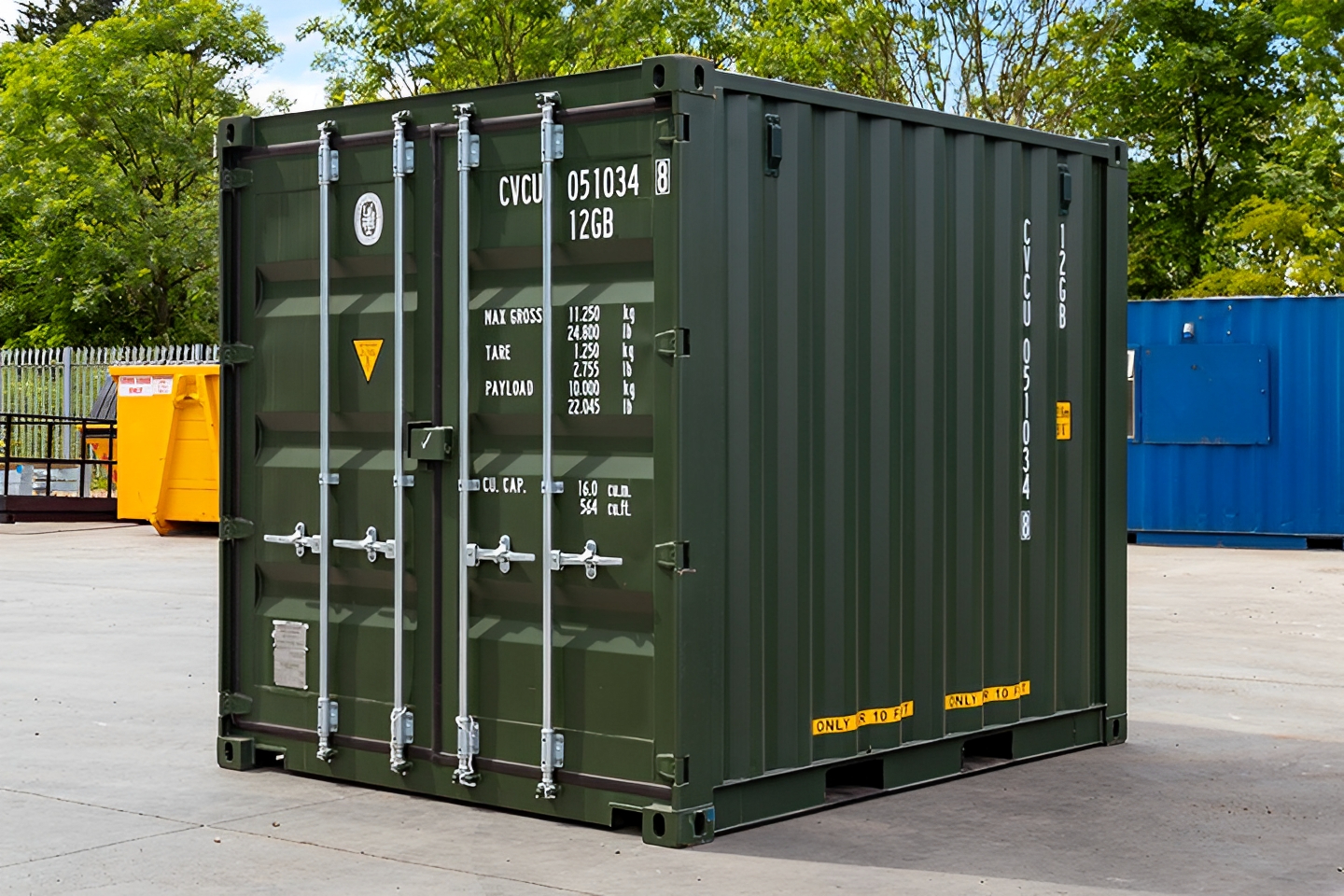 10ft-Shipping-Container-Green3 10ft One Trip Shipping Container Green, 10ft one trip shipping container, 10ft one trip container, 10 foot one trip shipping container, 10ft green shipping container, green 10ft shipping container, 10ft shipping container for sale, 10 foot shipping container for sale, 10ft storage container for sale, 10 foot storage container for sale, buy 10ft shipping container, buy 10 foot shipping container, buy 10ft storage container, new 10ft shipping container, new one trip shipping container, 10ft one trip container for sale, 10ft CSC plated container, CSC plated shipping container, 10ft Corten steel container, Corten steel shipping container, 10ft steel storage container, secure 10ft storage container, 10ft cargo container, compact shipping container for sale, 10ft container for sale, green storage container for sale, 10ft container with lockbox, 10ft shipping container with forklift pockets, 10ft shipping container with marine plywood floor, 10ft container for secure storage
